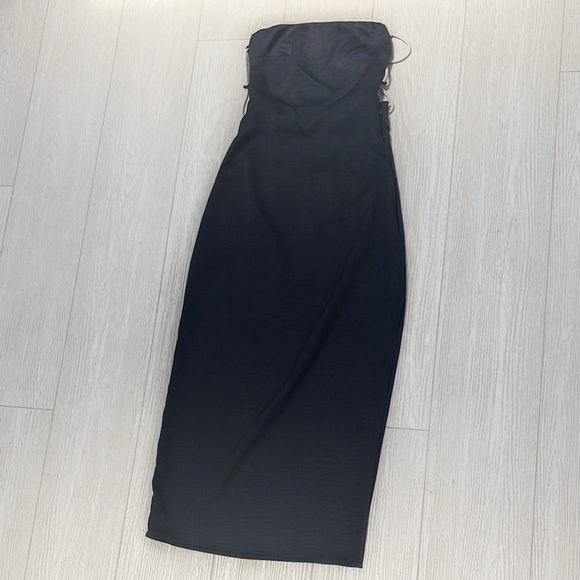 NWT Meshki Kayleigh Satin Contrast Binding Midi Dress Navy Blue Size XS - Picture 5 of 16